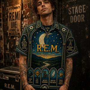 R.E.M. Hawaiian Shirt, Losing My Religion Alt Rock Button Up, Athens College Rock Fan Gift