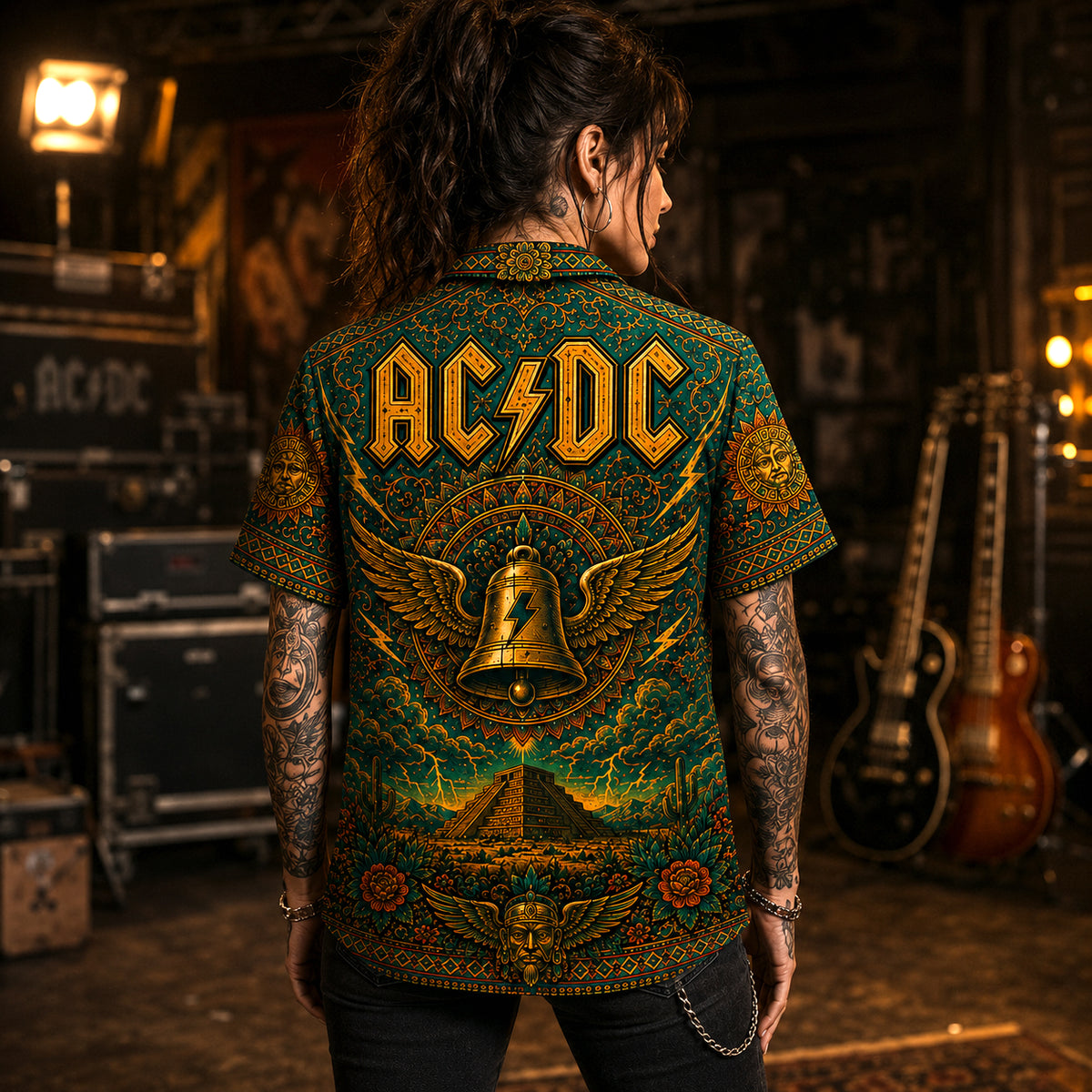 AC/DC Hawaiian Shirt, Highway to Hell Button Up, Angus Young Rock Fan Gift