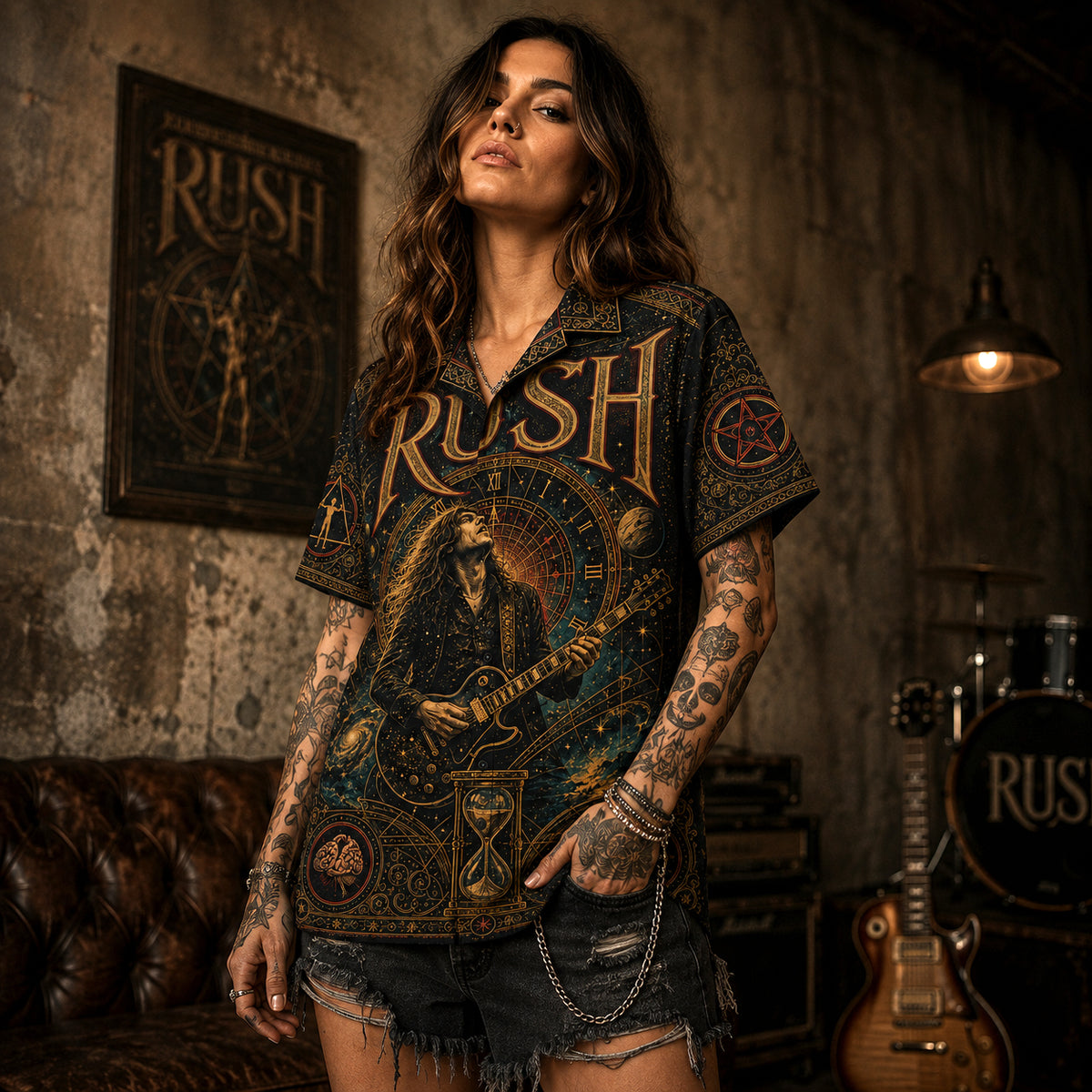 Rush Hawaiian Shirt, Fly by Night Prog Button Up, Classic Trio Music Fan Gift