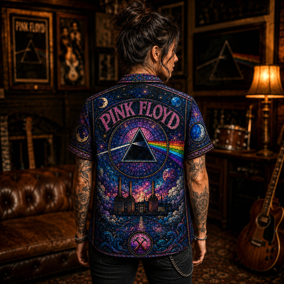 Pink Floyd Hawaiian Shirt, Meddle Era Prog Button Up, Echoes Rock Fan Gift