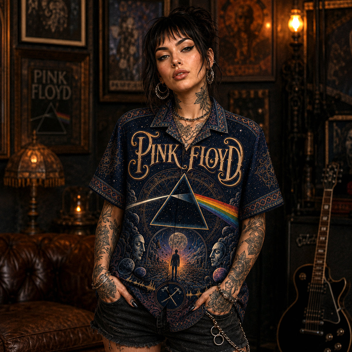 Pink Floyd Hawaiian Shirt, The Wall Prog Rock Button Up, Comfortably Numb Fan Gift