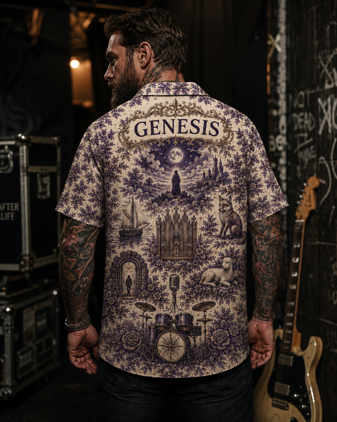 Genesis Hawaiian Shirt, Invisible Touch Prog Pop Button Up, Phil Collins Era Fan Gift