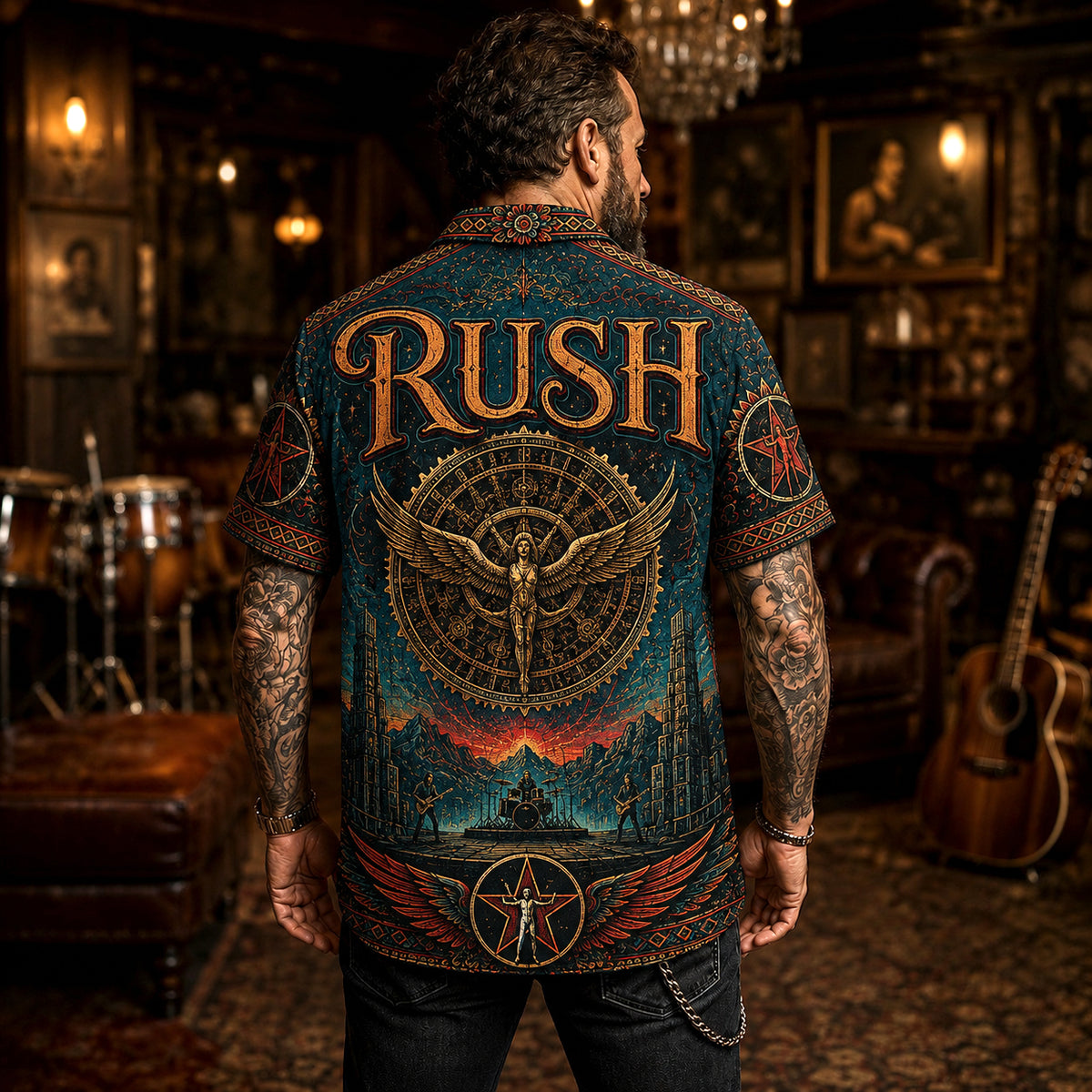 Rush Hawaiian Shirt, 2112 Progressive Rock Button Up, Starman Music Fan Gift