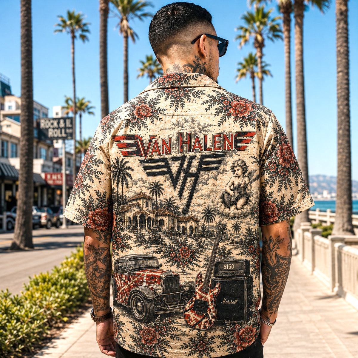 Van Halen Hawaiian Shirt, Jump Arena Rock Button Up, Eruption Guitar Music Fan Gift