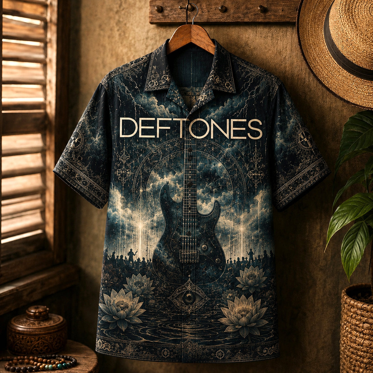 Deftones Hawaiian Shirt, Digital Bath Alt Rock Button Up, White Pony Music Fan Gift
