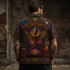Aerosmith Hawaiian Shirt, Dream On Classic Rock Button Up, Walk This Way Music Fan Gift