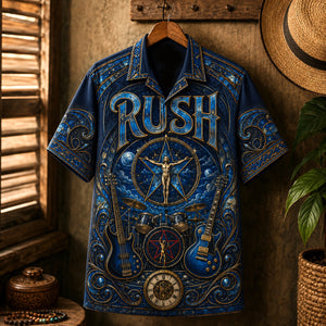 Rush Hawaiian Shirt, Hemispheres Prog Rock Button Up, Cygnus Music Fan Gift