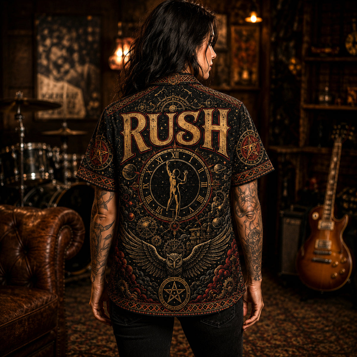 Rush Hawaiian Shirt, Clockwork Angels Button Up, Progressive Rock Collector Gift