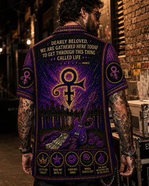 Purple Rain Stained Glass Hawaiian Shirt, Iconic Music Artwork Button Up, Rock Culture Fan Gift