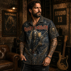 Iron Maiden Hawaiian Shirt, Piece of Mind Metal Button Up, Flight of Icarus Fan Gift