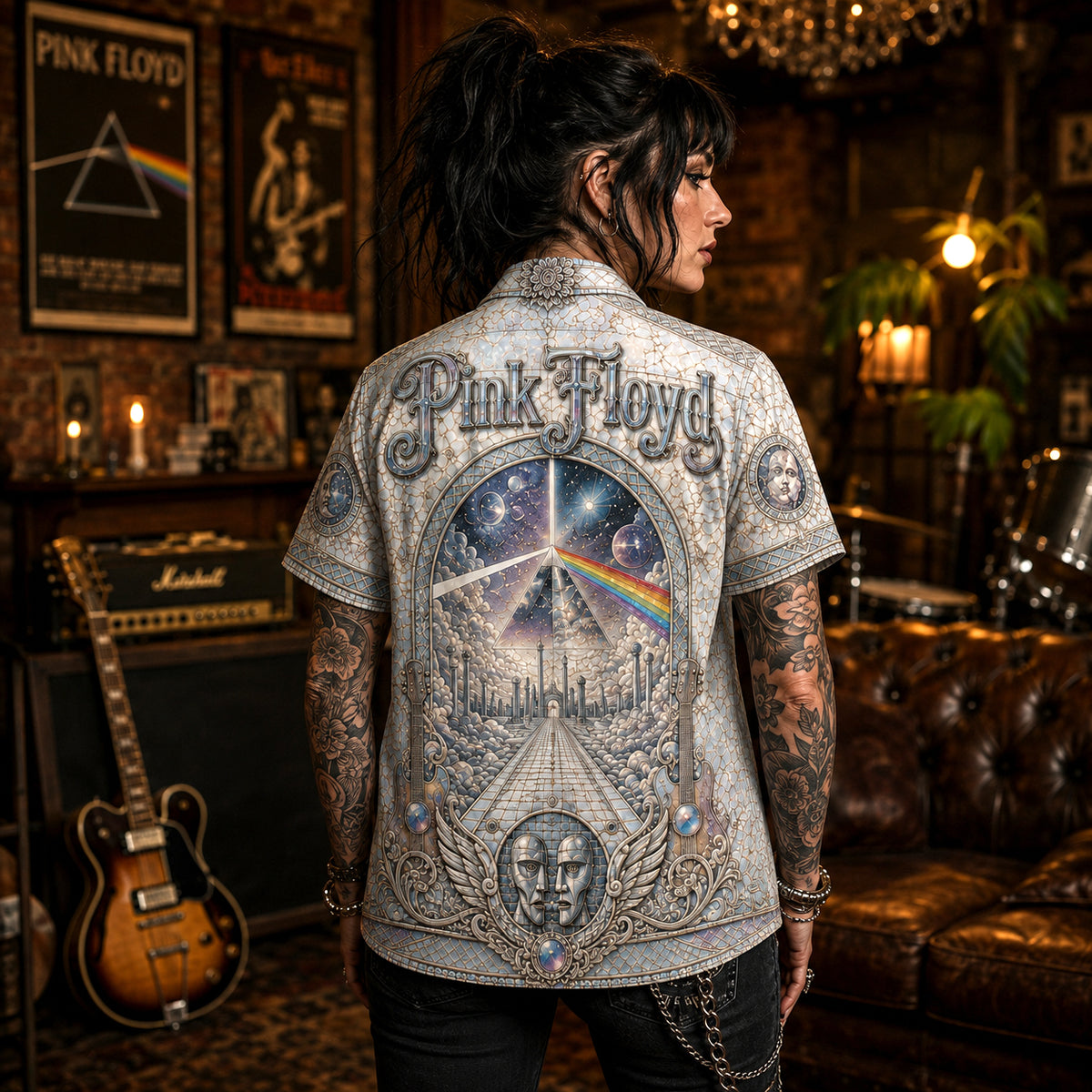 Pink Floyd Hawaiian Shirt, Comfortably Numb Button Up, The Wall Music Fan Gift