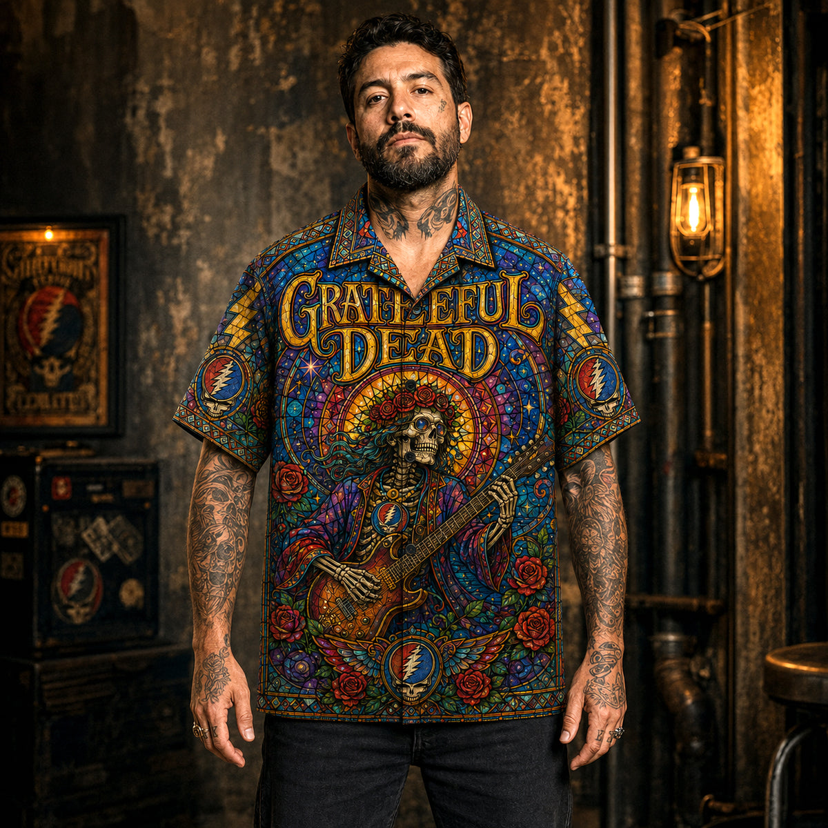 Grateful Dead Hawaiian Shirt, Workingmans Dead Button Up, Truckin Jam Band Fan Gift