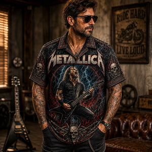 Metallica Hawaiian Shirt, Seek and Destroy Button Up, Early Thrash Fan Gift