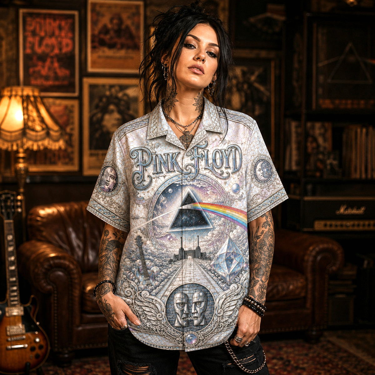 Pink Floyd Hawaiian Shirt, Comfortably Numb Button Up, The Wall Music Fan Gift
