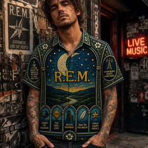 R.E.M. Hawaiian Shirt, Losing My Religion Alt Rock Button Up, Athens College Rock Fan Gift