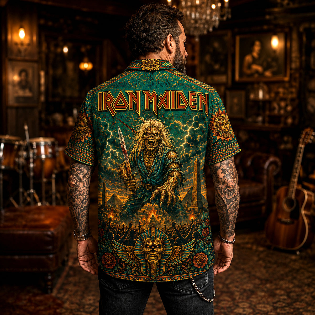 Iron Maiden Hawaiian Shirt, Run to the Hills Button Up, NWOBHM Music Collector Gift