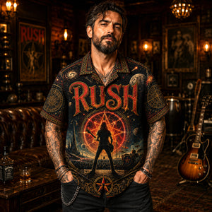 Rush Hawaiian Shirt, Starman Logo Button Up, 2112 Album Collector Gift