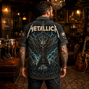 Metallica Hawaiian Shirt, Master of Puppets Thrash Button Up, Battery Metal Fan Gift