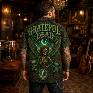 Grateful Dead Hawaiian Shirt, Steal Your Face Button Up, Jam Rock Collector Gift