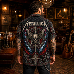 Metallica Hawaiian Shirt, One Thrash Metal Button Up, Justice Era Music Fan Gift