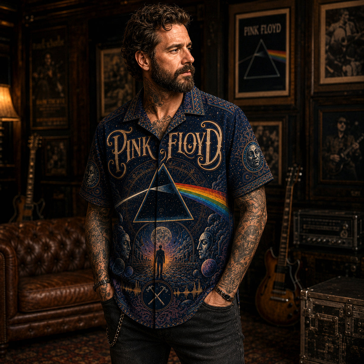 Pink Floyd Hawaiian Shirt, The Wall Prog Rock Button Up, Comfortably Numb Fan Gift