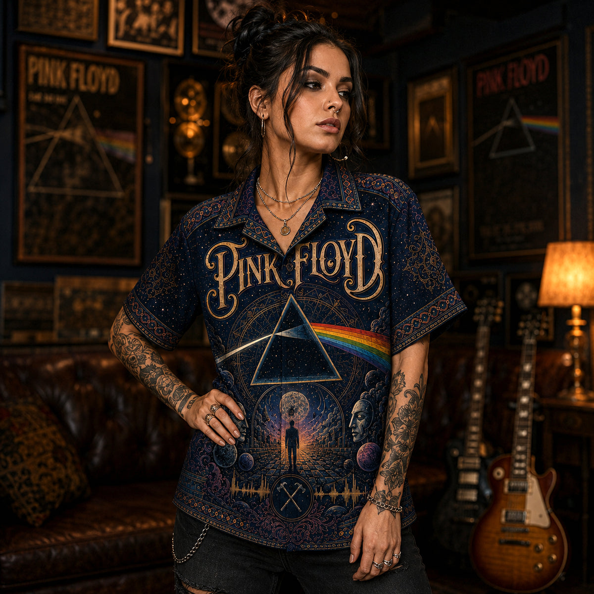 Pink Floyd Hawaiian Shirt, The Wall Prog Rock Button Up, Comfortably Numb Fan Gift