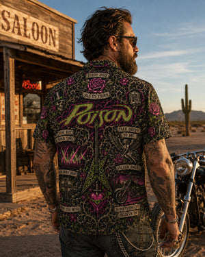 Poison Hawaiian Shirt, Open Up and Say Ahh Glam Button Up, Every Rose Has Its Thorn Fan Gift