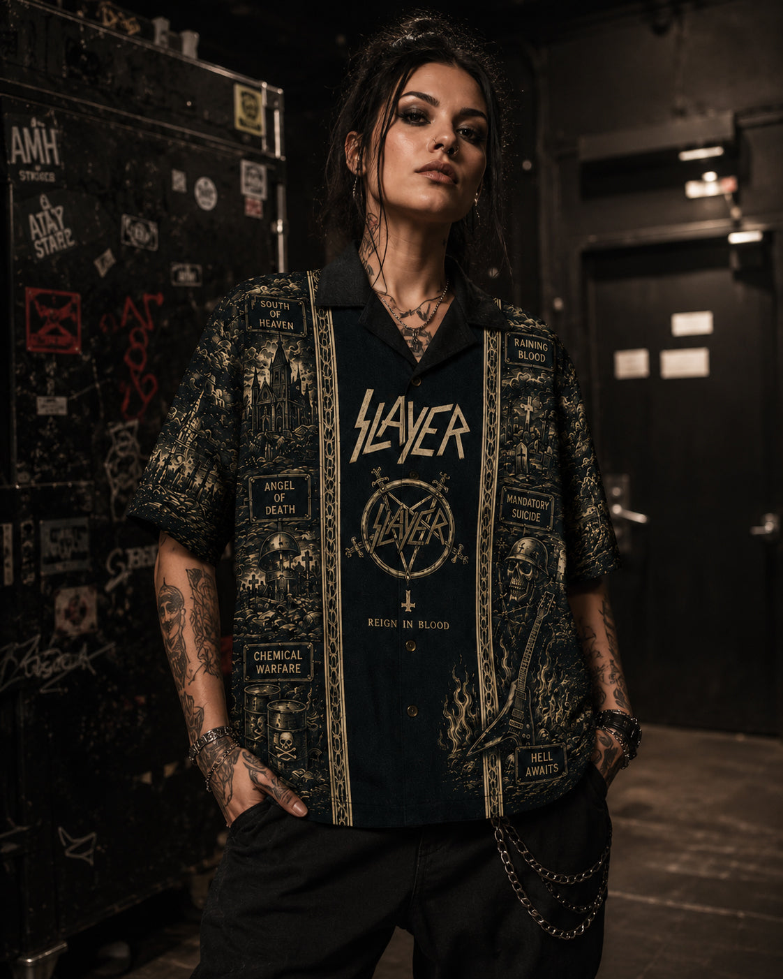 Slayer Luxury Hawaiian Shirt, Stage Ready Rock Button Up, Festival Music Collector Gift