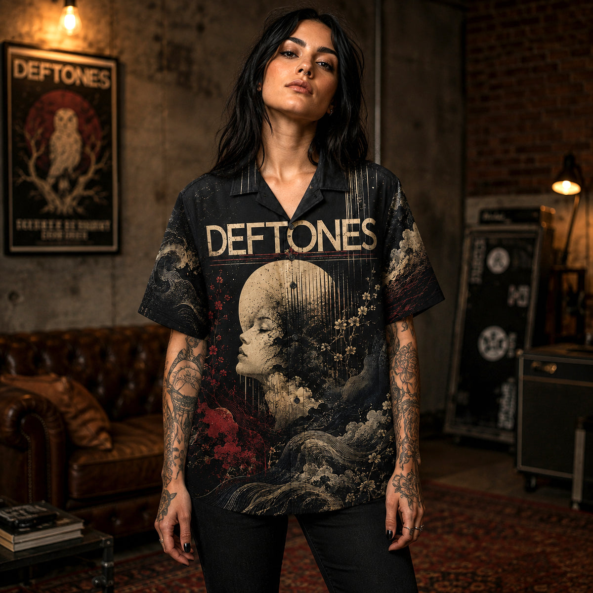 Deftones Hawaiian Shirt, Minerva Atmospheric Rock Button Up, Deftones Music Collector Gift