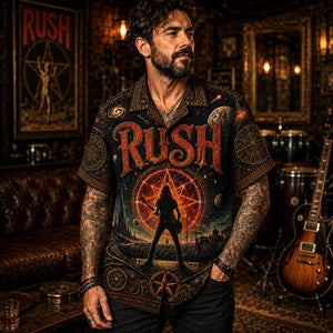 Rush Hawaiian Shirt, Starman Logo Button Up, 2112 Album Collector Gift