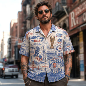 USA Stars and Stripes Soccer Hawaiian Shirt, Stars and Stripes Match Day Button Up, American Soccer Supporter Gift