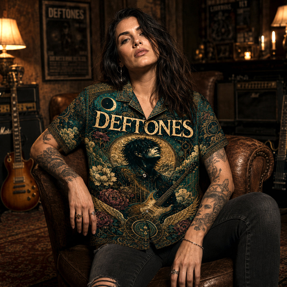 Deftones Hawaiian Shirt, Saturday Night Wrist Button Up, Cherry Waves Music Fan Gift