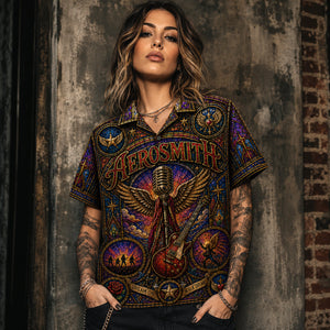 Aerosmith Hawaiian Shirt, Dream On Classic Rock Button Up, Walk This Way Music Fan Gift