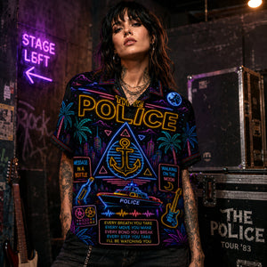 The Police Hawaiian Shirt, Every Breath You Take Button Up, Synchronicity New Wave Fan Gift
