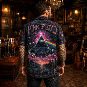 Pink Floyd Hawaiian Shirt, Time Psychedelic Rock Button Up, Dark Side Music Fan Gift