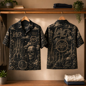 Slayer South of Heaven Hawaiian Shirt, Stage Ready Rock Button Up, Festival Music Collector Gift