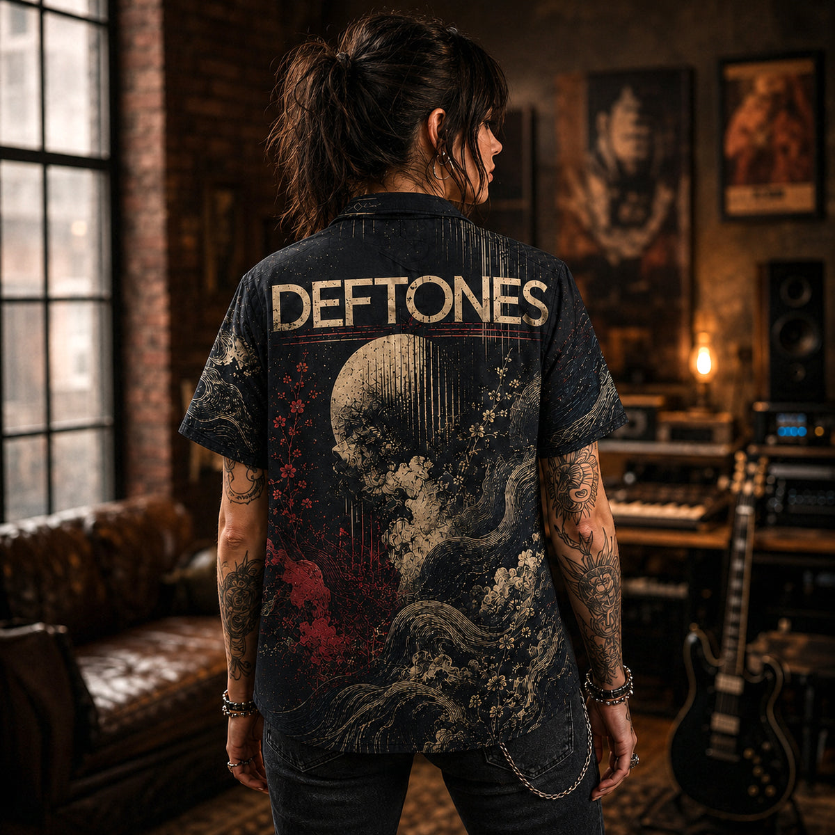 Deftones Hawaiian Shirt, Minerva Atmospheric Rock Button Up, Deftones Music Collector Gift