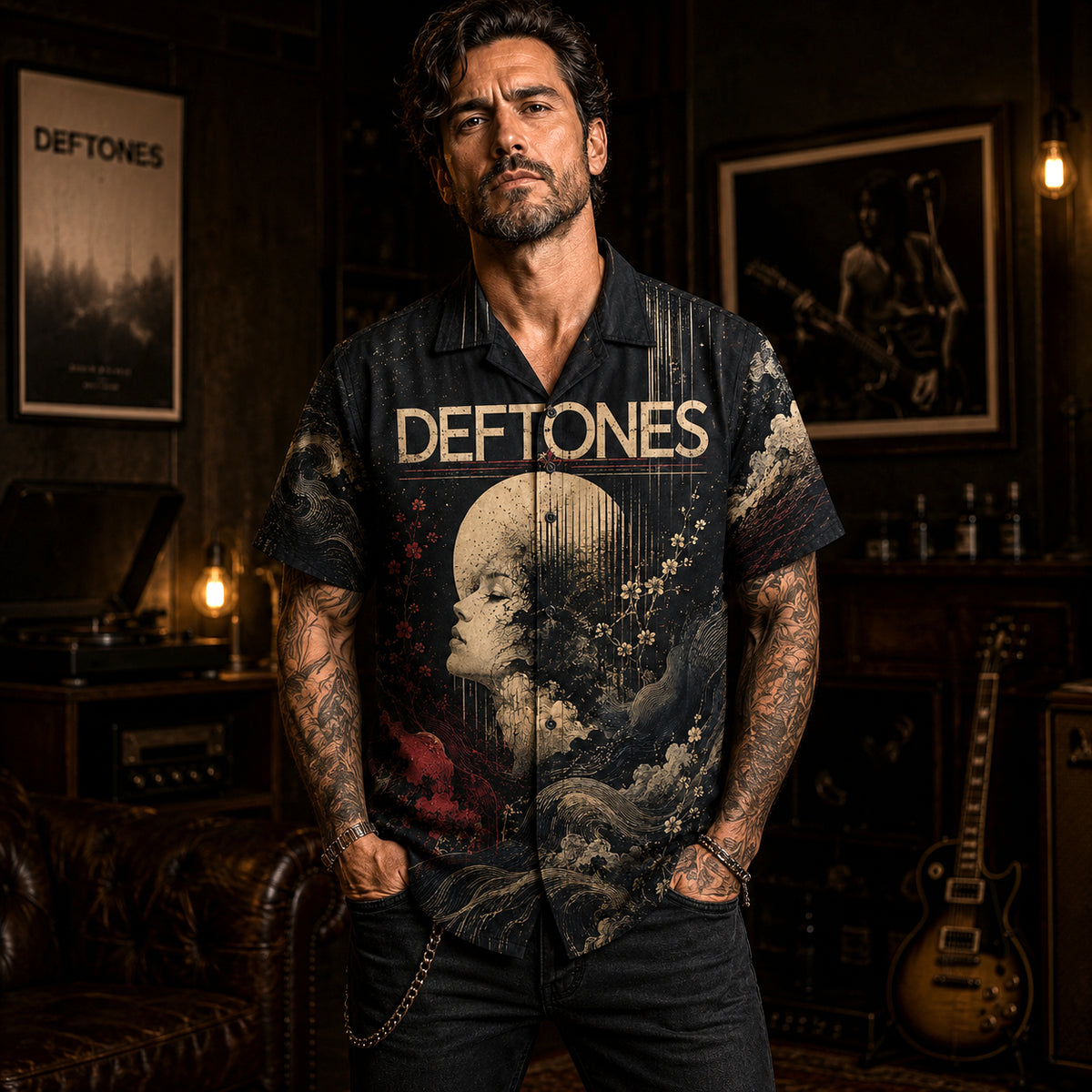 Deftones Hawaiian Shirt, Minerva Atmospheric Rock Button Up, Deftones Music Collector Gift