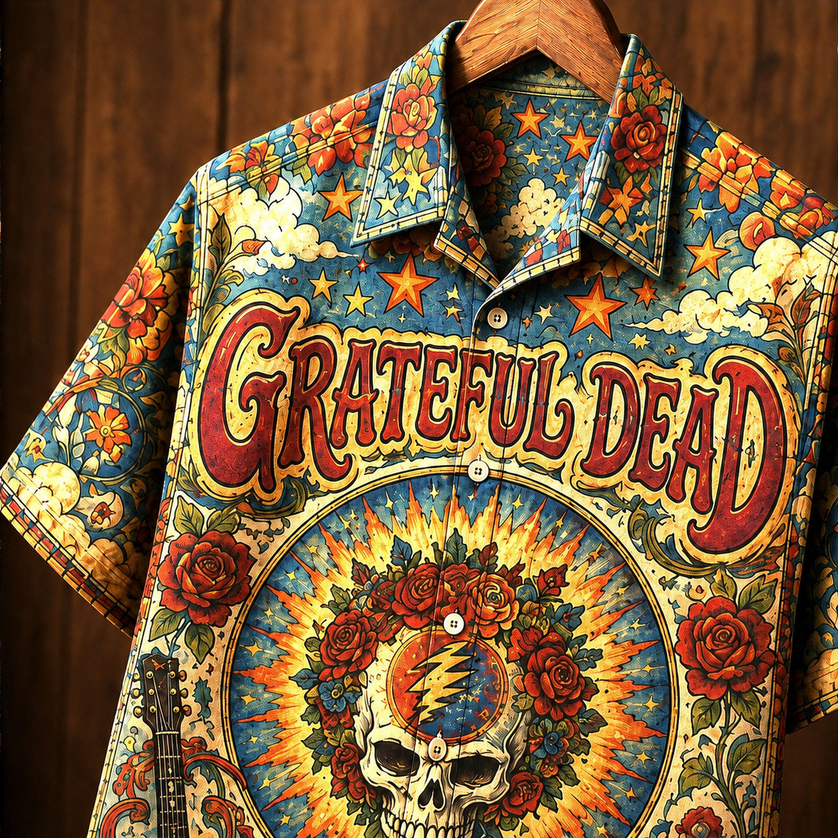 Grateful Dead Europe '72 Hawaiian Shirt, Psychedelic Rock Button Up, Europe 72 Tour Jerry Garcia Era