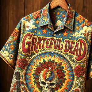 Grateful Dead Europe '72 Hawaiian Shirt, Psychedelic Rock Button Up, Europe 72 Tour Jerry Garcia Era