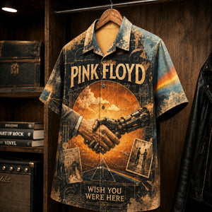 Pink Floyd Wish You Were Here Hawaiian Shirt, 1975 Album Inspired Button Up, Shine On You Crazy Diamond Era