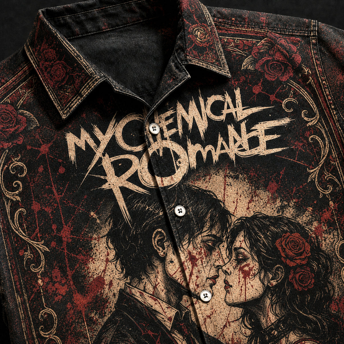 My Chemical Romance Three Cheers Hawaiian Shirt, 2004 Album Inspired Button Up, Gerard Way Helena Era