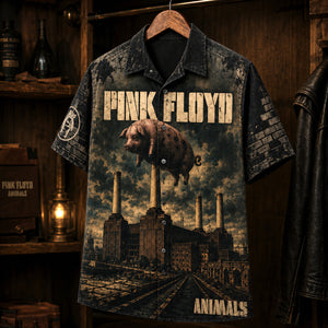 Pink Floyd Animals Hawaiian Shirt, 1977 Progressive Rock Button Up, Roger Waters Pigs Era