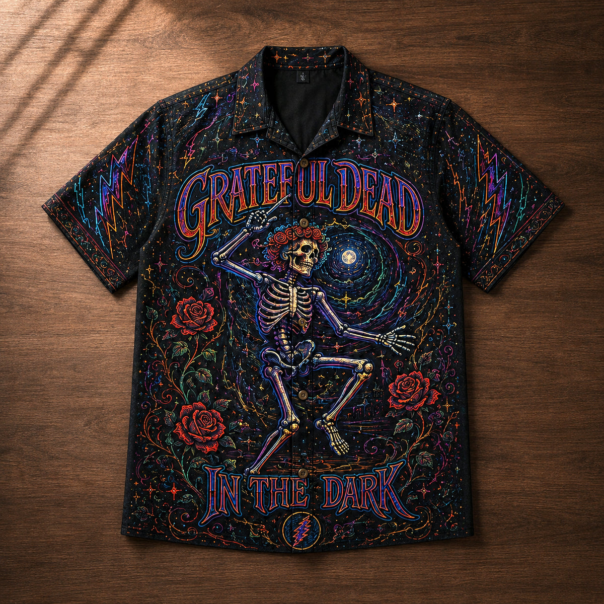 Grateful Dead In the Dark Hawaiian Shirt, 1987 Psychedelic Rock Button Up, Jerry Garcia Touch of Grey Era