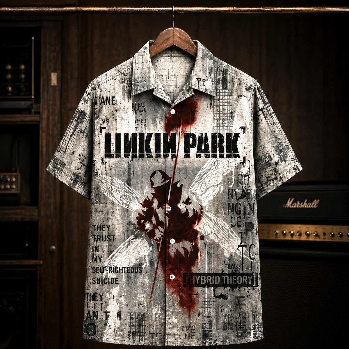 Linkin Park Hybrid Theory 2000 Hawaiian Shirt, Nu Metal Alternative Rock Button Up, Chester Bennington In the End Era