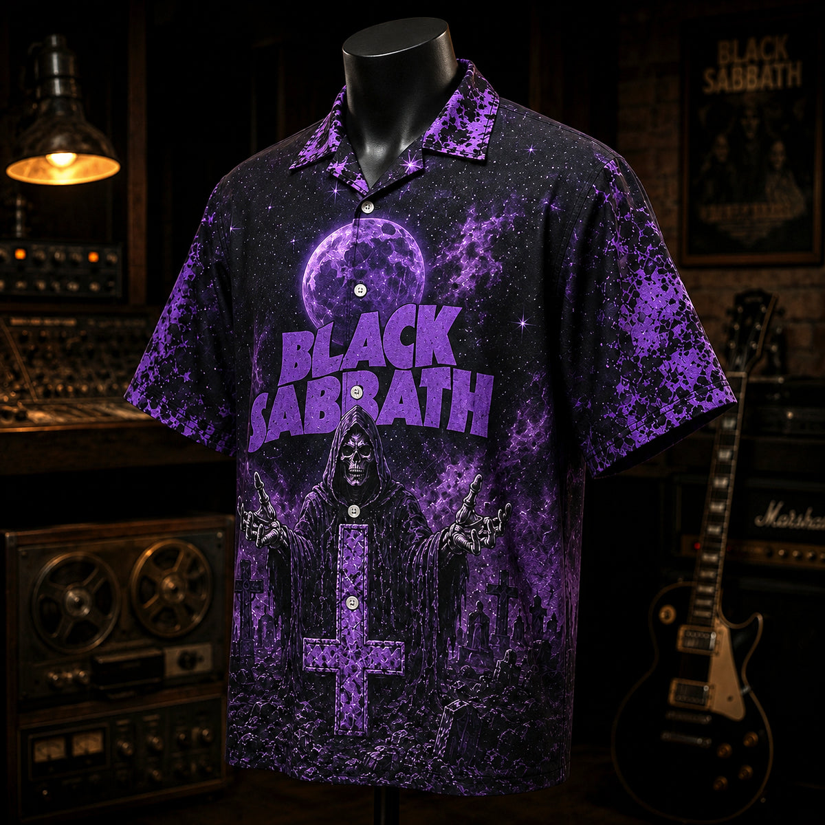 Black Sabbath Master of Reality Hawaiian Shirt, 1971 Heavy Metal Button Up, Ozzy Osbourne Sweet Leaf Era