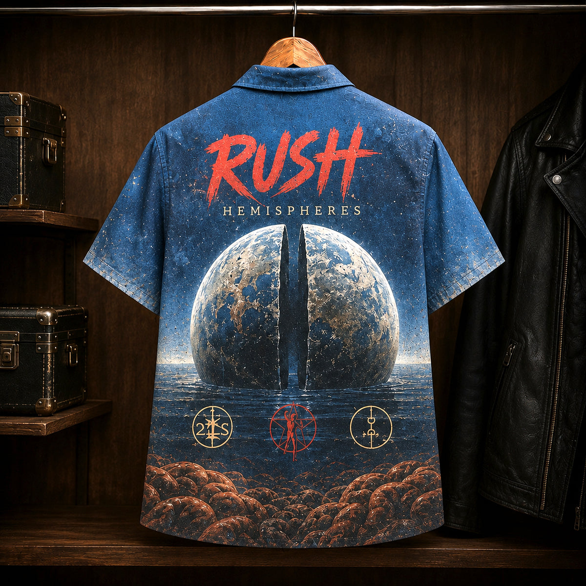 Rush Hemispheres 1978 Hawaiian Shirt, Progressive Rock Button Up, Neil Peart Cygnus X-1 Era