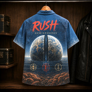Rush Hemispheres 1978 Hawaiian Shirt, Progressive Rock Button Up, Neil Peart Cygnus X-1 Era