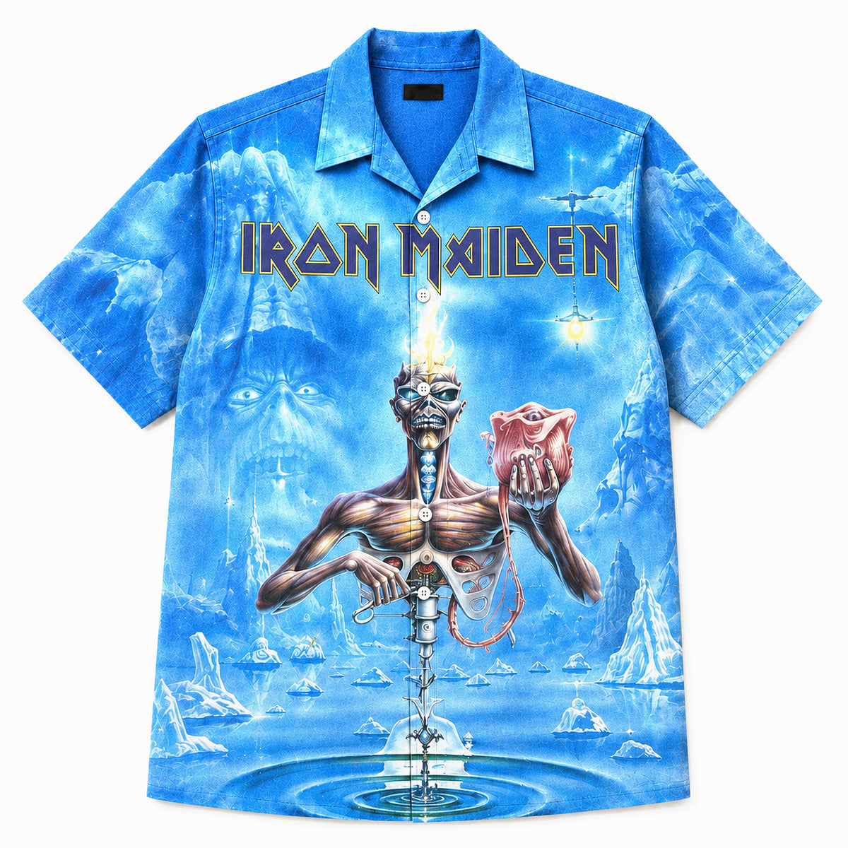 Iron Maiden Seventh Son of a Seventh Son Hawaiian Shirt, 1988 Heavy Metal Button Up, Seventh Tour of a Seventh Tour Era