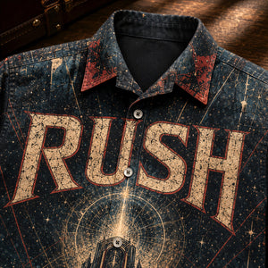 Rush 2112 1976 Hawaiian Shirt, Progressive Rock Button Up, Geddy Lee Temples of Syrinx Era